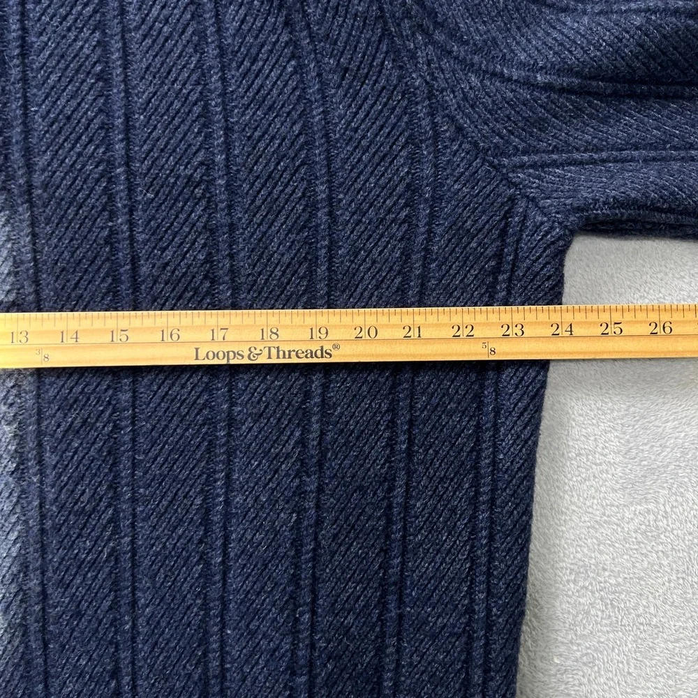 Banana Republic Italian Yarn Merino Wool Sweater 1/4 Button Men XL Blue Rib Knit